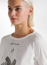 T-SHIRT CON GRAFICA MANICA LUNGA BIANCO - MILK WHITE | DEHA