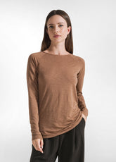 FLAMME' LONG SLEEVE T-SHIRT - BROWN - Tops & T-Shirts | DEHA