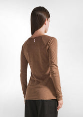 T-SHIRT JERSEY FIAMMATO MANICA LUNGA MARRONE - GLACE' BROWN | DEHA