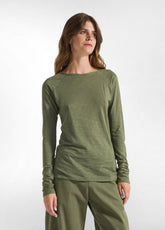 FLAMME' LONG SLEEVE T-SHIRT - GREEN - OLIVE GREEN | DEHA