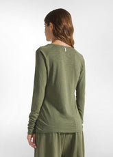 FLAMME' LONG SLEEVE T-SHIRT - GREEN - OLIVE GREEN | DEHA