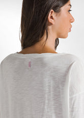 T-SHIRT AMPIA IN JERSEY FIAMMATO BIANCO - MILK WHITE | DEHA