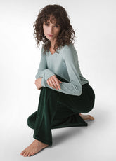 CHENILLE LOUNGE PANTS, GREEN - FOREST GREEN | DEHA