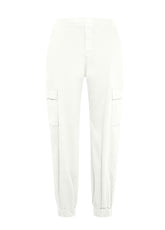 PANTALONE CARGO IN GABARDINE BIANCO - MILK WHITE | DEHA