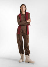 PANTALONE CARGO IN GABARDINE MARRONE - COFFEE BROWN | DEHA