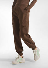 GABARDINE CARGO PANTS - BROWN - COFFEE BROWN | DEHA