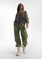 GABARDINE CARGO PANTS - GREEN - OLIVE GREEN | DEHA