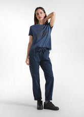 PANTALONE IN GABARDINE CON COULISSE BLU - Tinto in Capo | DEHA