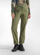 GABARDINE DRAWSTRING PANTS - GREEN - OLIVE GREEN | DEHA