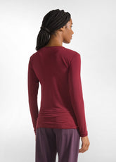 CASHMERE BLEND WIDE NECK T-SHIRT - RED - CORDOVAN RED | DEHA