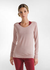 CASHMERE BLEND WIDE NECK T-SHIRT - PINK - Warm and Cozy | DEHA