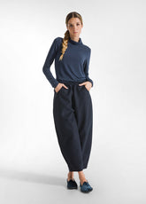 MAGLIETTA COLLO ALTO MISTO CASHMERE BLU - NIGHT BLUE | DEHA