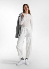 CASHMERE BLEND BUTTONED T-SHIRT - WHITE - MILK WHITE | DEHA