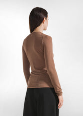 MAGLIETTA SERAFINO MISTO CASHMERE MARRONE - GLACE' BROWN | DEHA