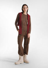 CASHMERE BLEND BUTTONED T-SHIRT - BROWN - COFFEE BROWN | DEHA