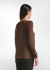 CASHMERE BLEND T-SHIRT - BROWN - COFFEE BROWN | DEHA