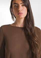 CASHMERE BLEND T-SHIRT - BROWN - COFFEE BROWN | DEHA