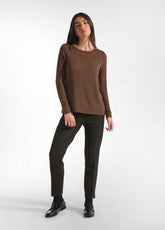 CASHMERE BLEND T-SHIRT - BROWN - COFFEE BROWN | DEHA