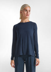 CASHMERE BLEND T-SHIRT - BLUE - Warm and Cozy | DEHA