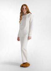 PANTALONE GAMBA LARGA IN MAGLIA BIANCO - Warm and Cosy | DEHA