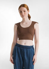 RECYCLED MICROFIBRE SPORT BRA - BROWN - COFFEE BROWN | DEHA