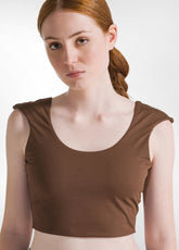 RECYCLED MICROFIBRE SPORT BRA - BROWN - COFFEE BROWN | DEHA