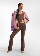 RECYCLED MICROFIBRE LONG SLEEVE TOP - BROWN - COFFEE BROWN | DEHA