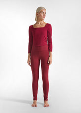 RECYCLED MICROFIBRE LONG SLEEVE TOP - RED - CORDOVAN RED | DEHA