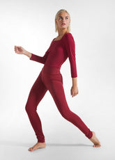 RECYCLED MICROFIBRE LONG SLEEVE TOP - RED - CORDOVAN RED | DEHA