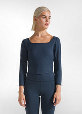 RECYCLED MICROFIBRE LONG SLEEVE TOP - BLUE - NIGHT BLUE | DEHA