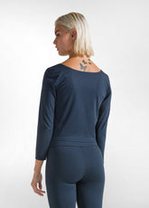 RECYCLED MICROFIBRE LONG SLEEVE TOP - BLUE - NIGHT BLUE | DEHA