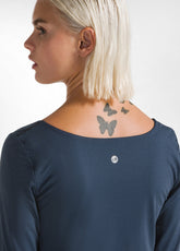 RECYCLED MICROFIBRE LONG SLEEVE TOP - BLUE - NIGHT BLUE | DEHA