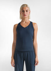 RECYCLED MICROFIBRE TANK TOP - BLUE - NIGHT BLUE | DEHA