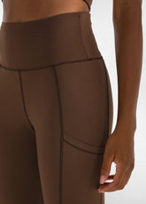 RECYCLED MICROFIBRE LEGGINGS WITH POCKETS - BROWN - COFFEE BROWN | DEHA