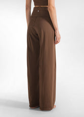 RECYCLED MICROFIBRE STRAIGHT PANTS - BROWN - COFFEE BROWN | DEHA