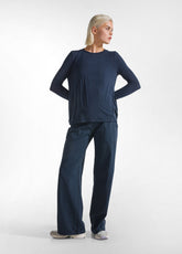 RECYCLED MICROFIBRE STRAIGHT PANTS - BLUE - NIGHT BLUE | DEHA