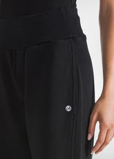 PANTALONE IN FELPA PESANTE GAMBA LARGA NERO - BLACK | DEHA