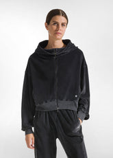 MARBLED CHENILLE FULL ZIP HOODIE - BLACK - BLACK | DEHA