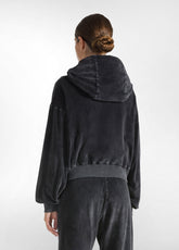 MARBLED CHENILLE FULL ZIP HOODIE - BLACK - BLACK | DEHA