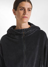 MARBLED CHENILLE FULL ZIP HOODIE - BLACK - BLACK | DEHA