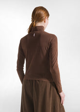 MARBLED HIGH NECK T-SHIRT - BROWN - COFFEE BROWN | DEHA