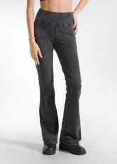 MARBLED FLARED TIGHT PANTS - BLACK - BLACK | DEHA