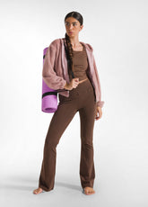 MARBLED FLARED TIGHT PANTS - BROWN - COFFEE BROWN | DEHA