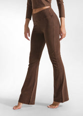 MARBLED FLARED TIGHT PANTS - BROWN - COFFEE BROWN | DEHA