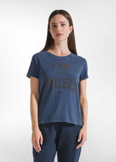 T-SHIRT GRAFICA EFFETTO MARMO BLU - NIGHT BLUE | DEHA