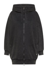 MARBLED OVERSIZE FULL ZIP HOODIE - BLACK - Studio | DEHA