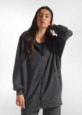 MARBLED OVERSIZE FULL ZIP HOODIE - BLACK - Studio | DEHA