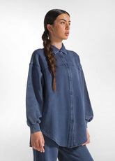 CAMICIA IN FELPA EFFETTO MARMO BLU - NIGHT BLUE | DEHA