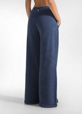 PANTALONE PALAZZO EFFETTO MARMO BLU - NIGHT BLUE | DEHA