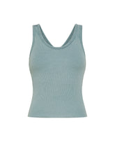 TOP IN COSTINA EFFETTO SFUMATO BLU - TEAL BLUE | DEHA